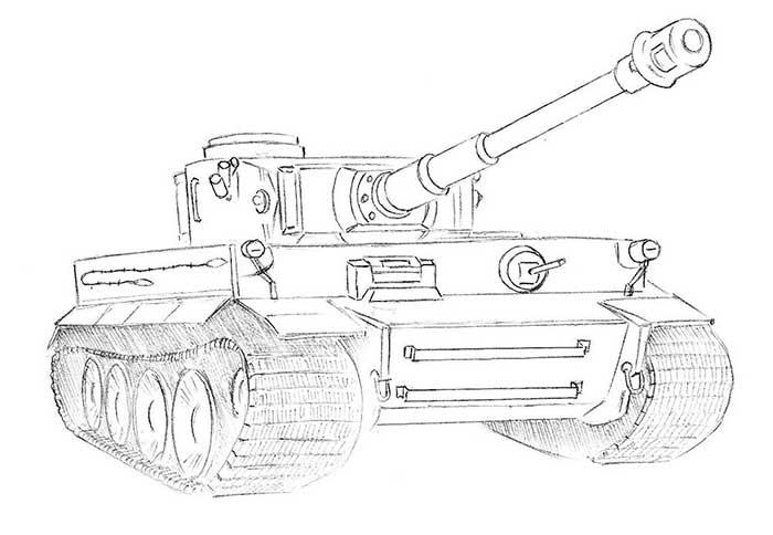 как нарисовать танк тигр - шаг 8