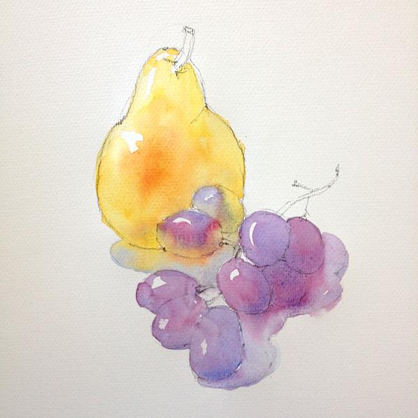 Рисуем виноград и грушу - шаг 1