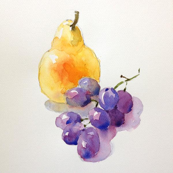 Рисуем виноград и грушу - шаг 3