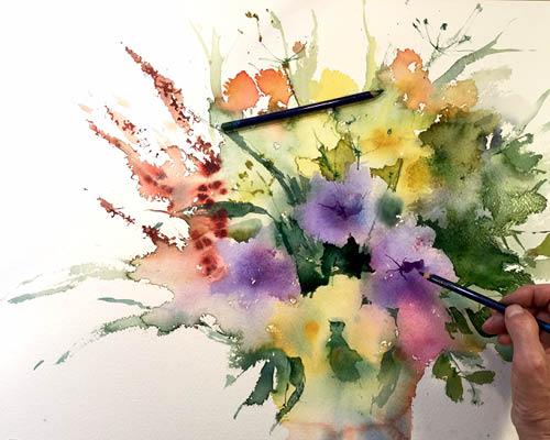 Рисуем цветы акварелью свободными мазками - шаг 10