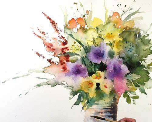 Рисуем цветы акварелью свободными мазками - шаг 12
