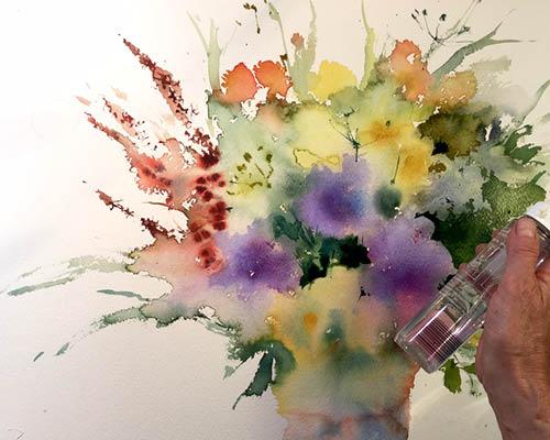 Рисуем цветы акварелью свободными мазками - шаг 7