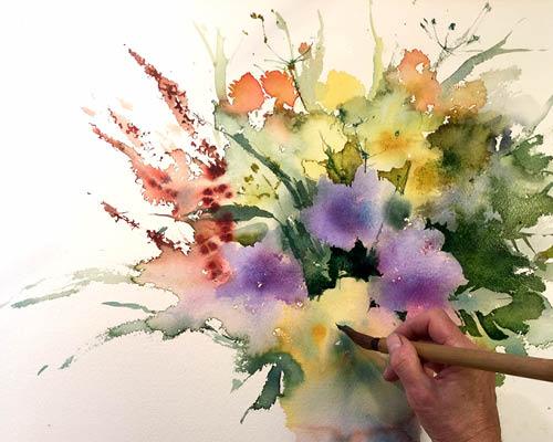 Рисуем цветы акварелью свободными мазками - шаг 9
