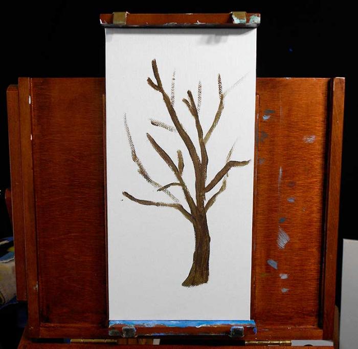 Как рисовать деревья акрилом пошагово