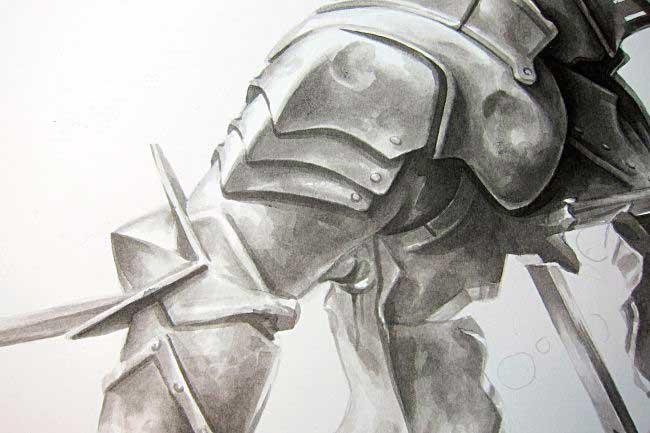 Рисуем рыцаря, используя традиционные материалы и Photoshop - шаг 8