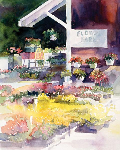 Цветочная ферма" Пегги Дрессел, акварель, 14 x 11