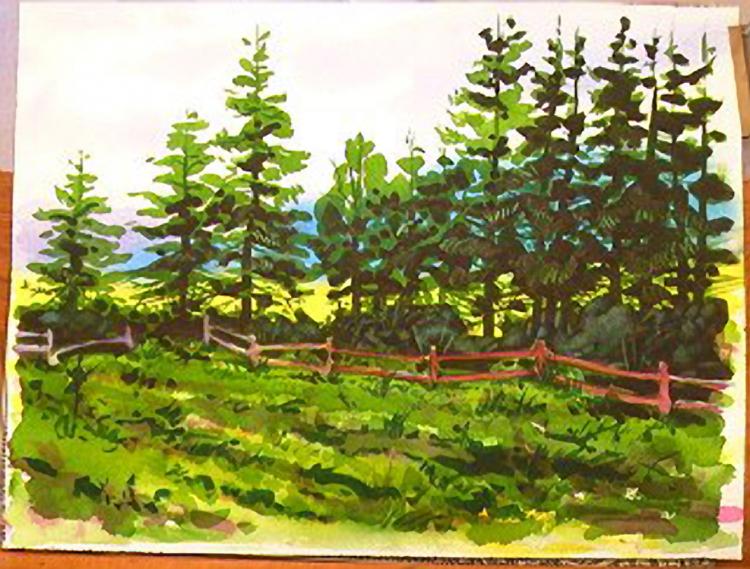 Рисуем сосновый лес акварелью - шаг 10