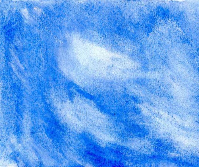 Рисуем перистые облака белым по синему акварелью