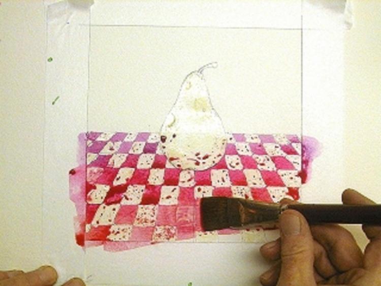 Рисуем грушу с помощью маскирующей жидкости - шаг 3