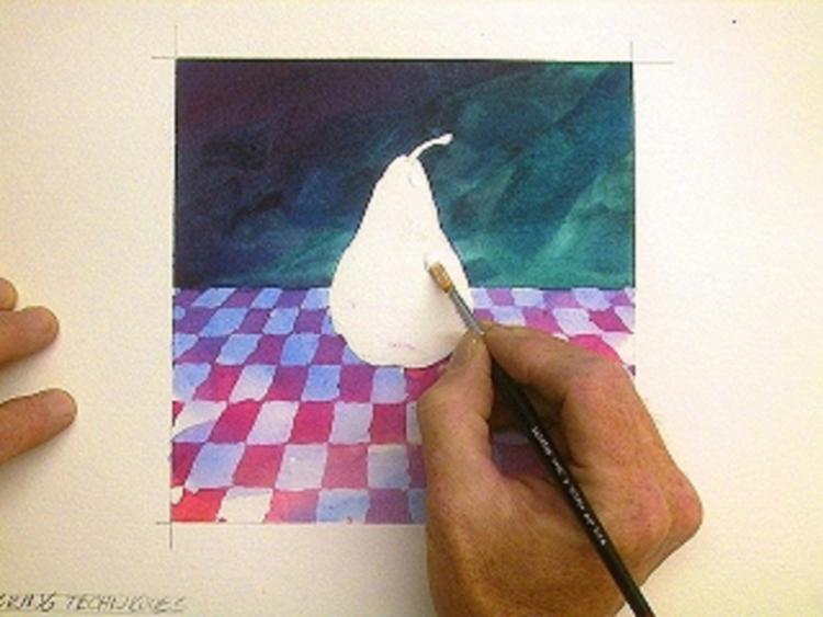 Рисуем грушу с помощью маскирующей жидкости - шаг 8