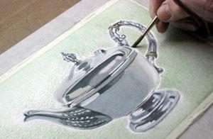 Рисуем серебряный чайник акварелью - шаг 14