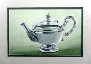 Рисуем серебряный чайник акварелью - шаг 17