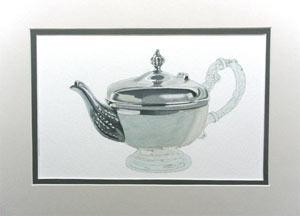 Рисуем серебряный чайник акварелью - шаг 6