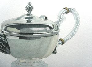 Рисуем серебряный чайник акварелью - шаг 8