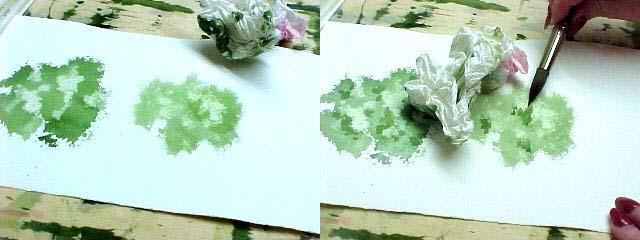 Рисуем ветвистые деревья акварелью с помощью бумажного полотенца - шаг 4