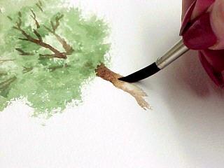 Рисуем ветвистые деревья акварелью с помощью бумажного полотенца - шаг 7