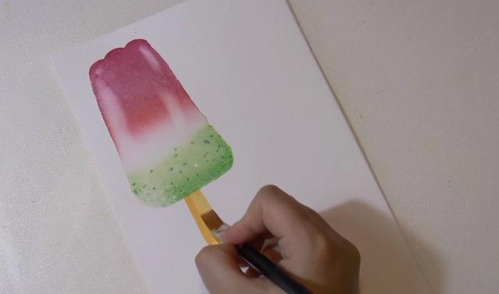 Рисуем фруктовое мороженое акварелью - шаг 13