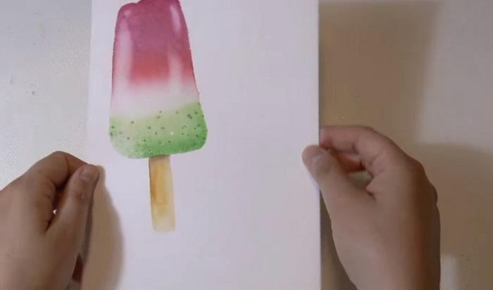 Рисуем фруктовое мороженое акварелью - шаг 14