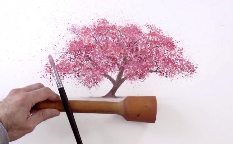 Рисуем цветущую сакуру акварелью - шаг 7