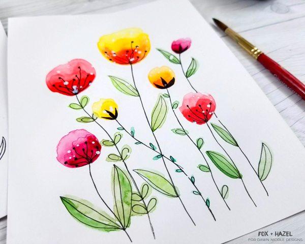 Рисуем цветы акварелью - этап 23