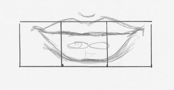 Рисуем женские губы карандашом - шаг 1