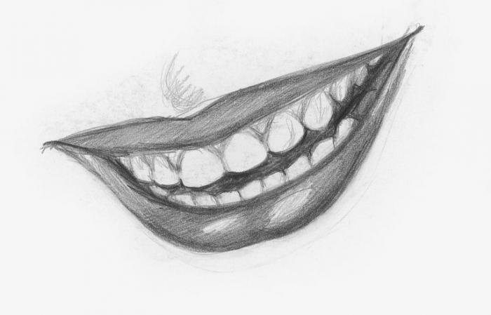 Рисуем улыбку карандашом - шаг 2
