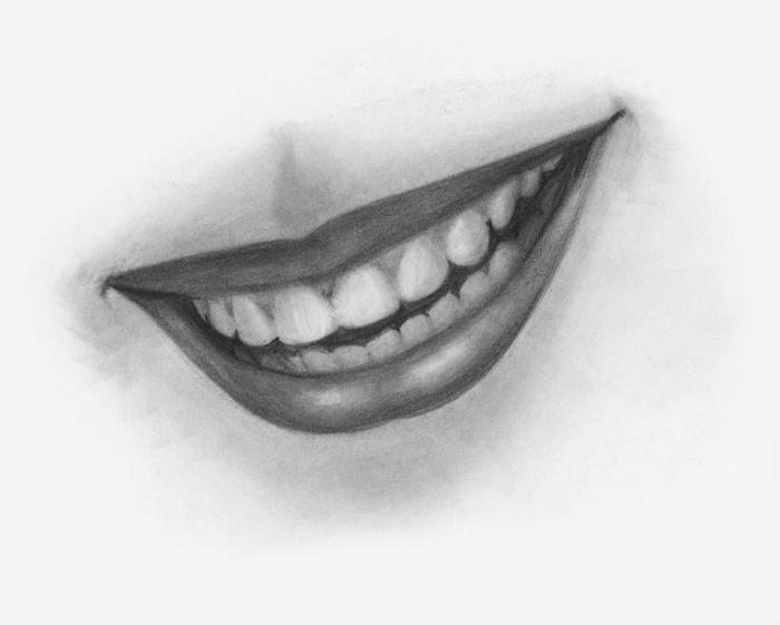 Рисуем улыбку карандашом - шаг 3