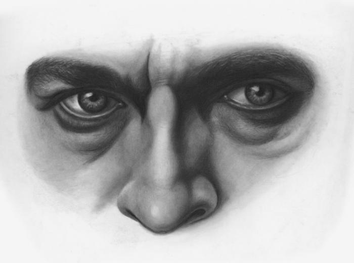 Рисуем нос и глаза карандашом - шаг 3