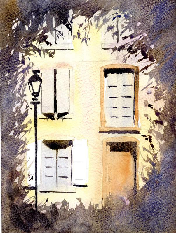 Рисуем старый дом во Франции акварелью - шаг 3