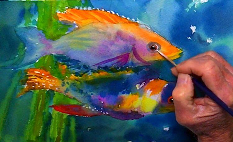 Рисуем тропических рыбок акварелью - этап 13