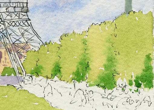 Рисуем Эйфелеву башню акварелью - шаг 4