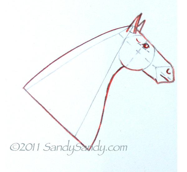 Рисуем голову лошади акварелью - шаг 2