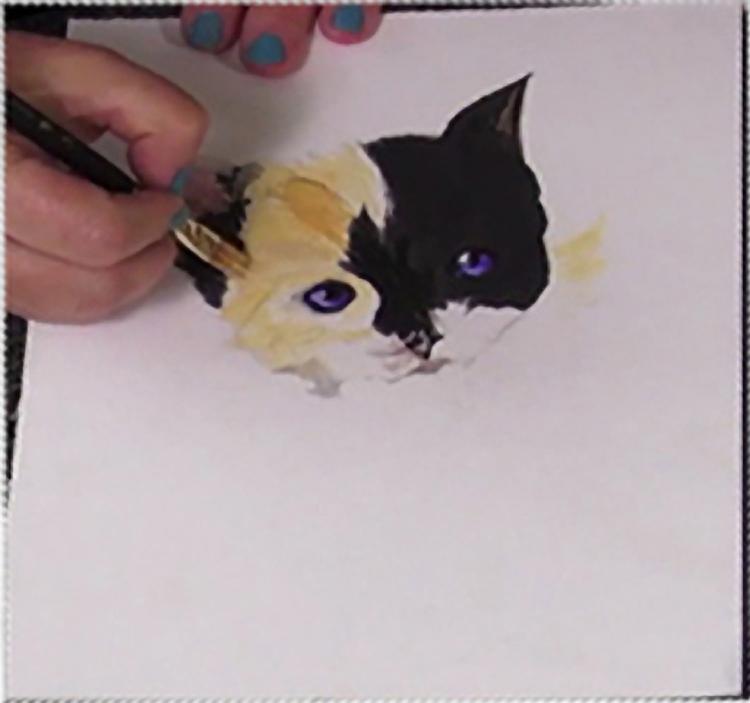 Рисуем котенка акварелью - шаг 11