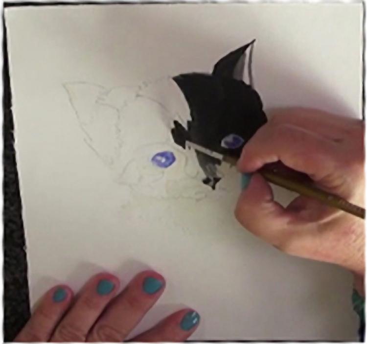 Рисуем котенка акварелью - шаг 5