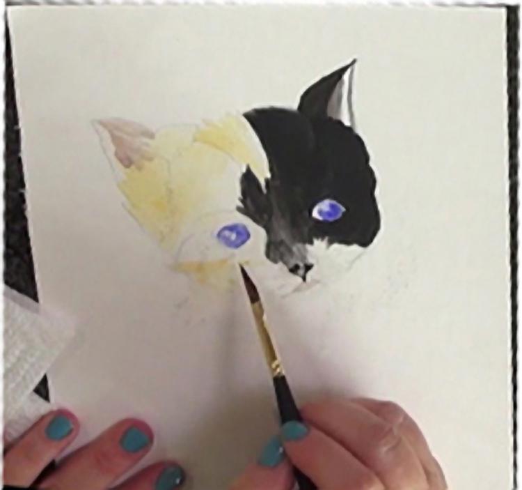 Рисуем котенка акварелью - шаг 6