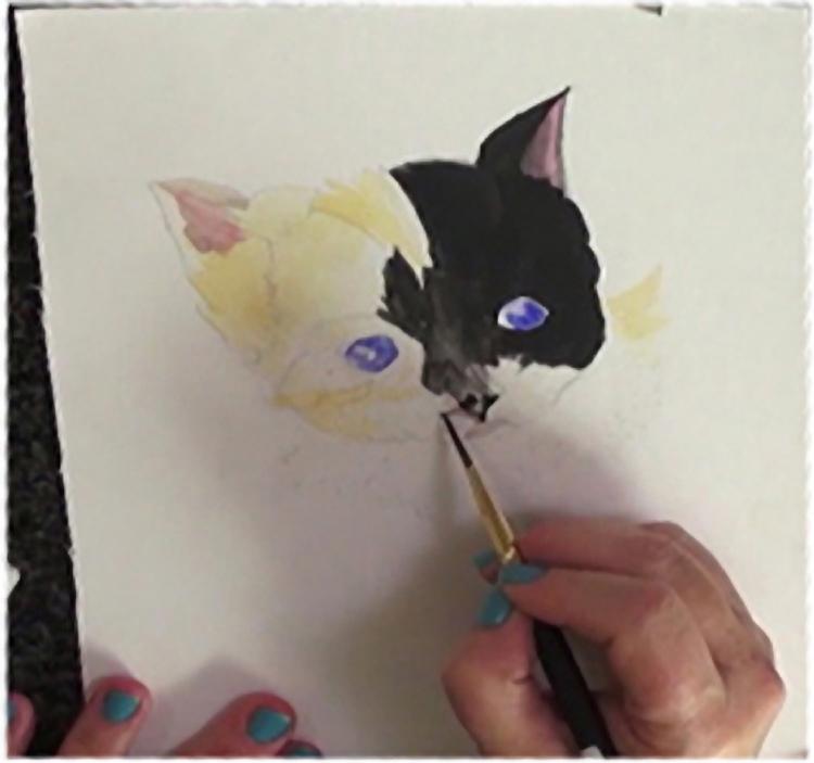 Рисуем котенка акварелью - шаг 7