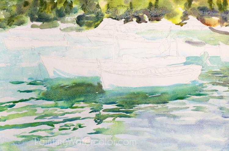 Рисуем лодки в Портофино - шаг 4