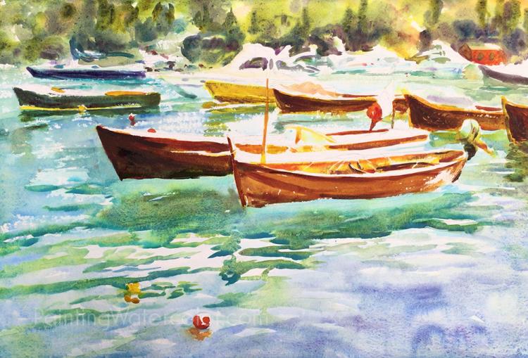 Рисуем лодки в Портофино - шаг 6