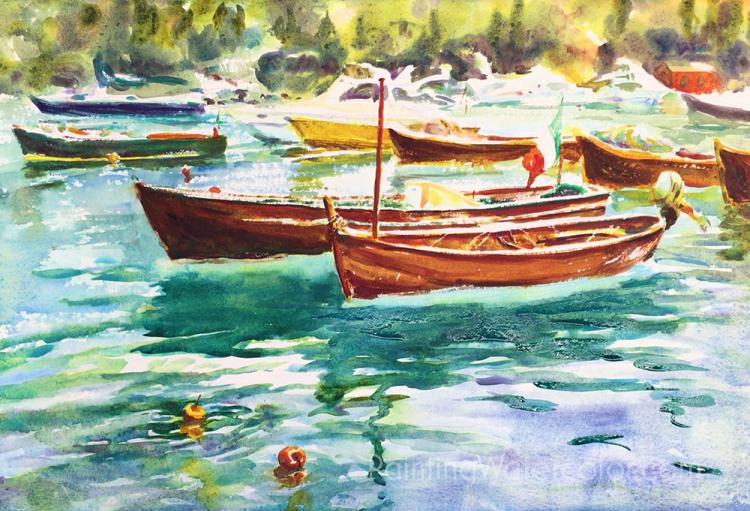 Рисуем лодки в Портофино - шаг 7