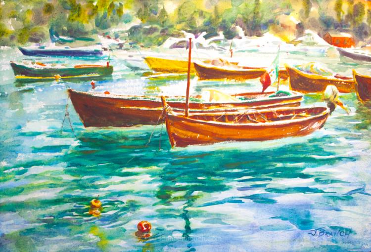 Рисуем лодки в Портофино - шаг 8