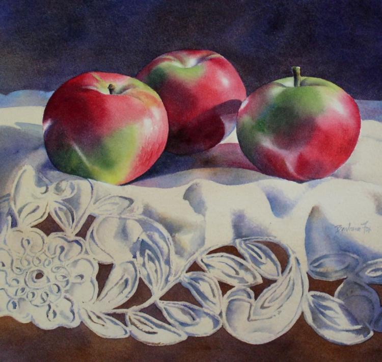 Рисуем натюрморт с яблоками акварелью - шаг 12