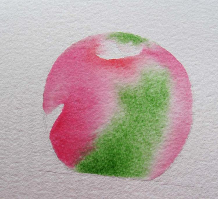 Рисуем натюрморт с яблоками акварелью - шаг 6