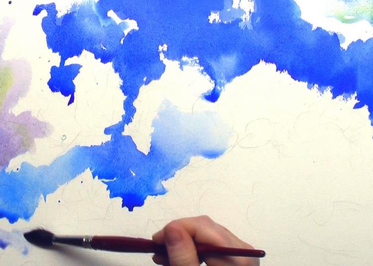 Рисуем облачное небо акварелью - шаг 2