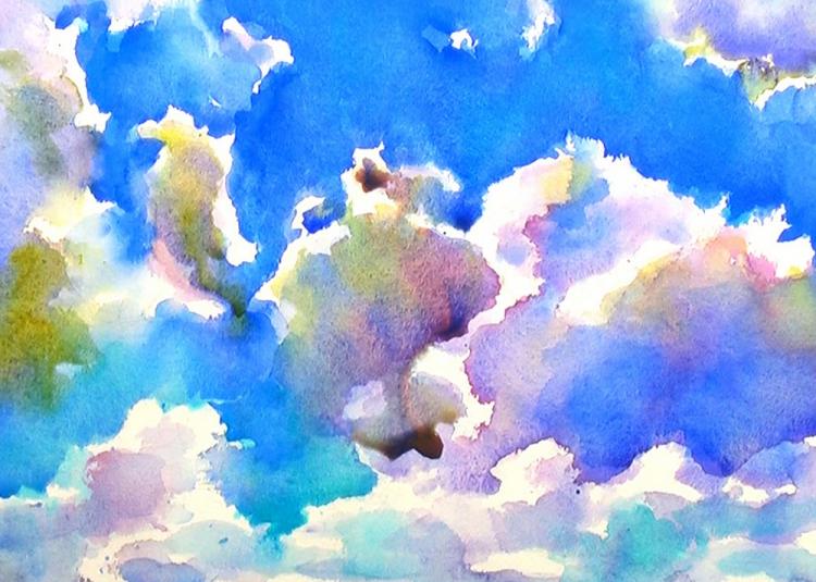 Рисуем облачное небо акварелью - шаг 6