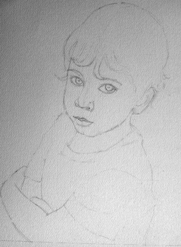 Рисуем портрет ребенка акварелью - шаг 2