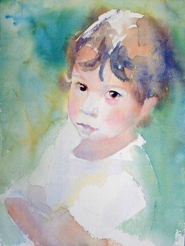 Рисуем портрет ребенка акварелью - шаг 5
