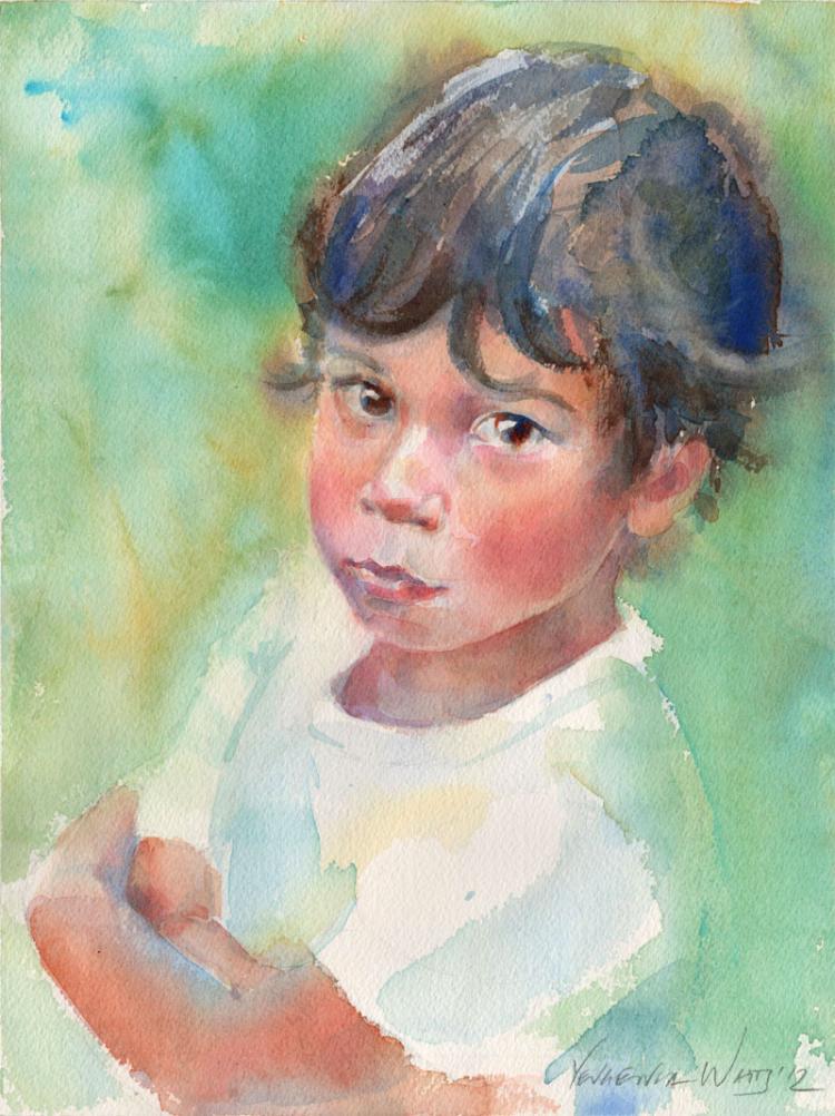 Рисуем портрет ребенка акварелью - шаг 7