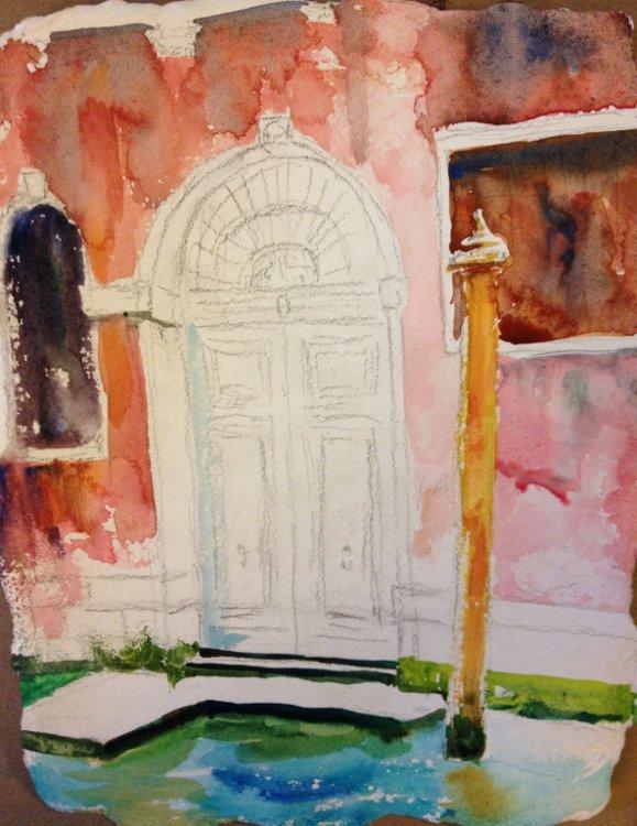 Рисуем венецианскую дверь акварелью - шаг 3