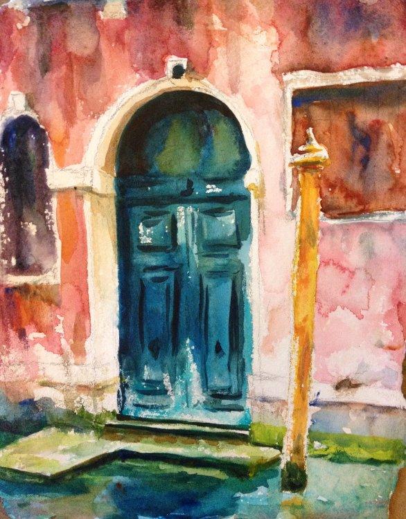 Рисуем венецианскую дверь акварелью - шаг 4