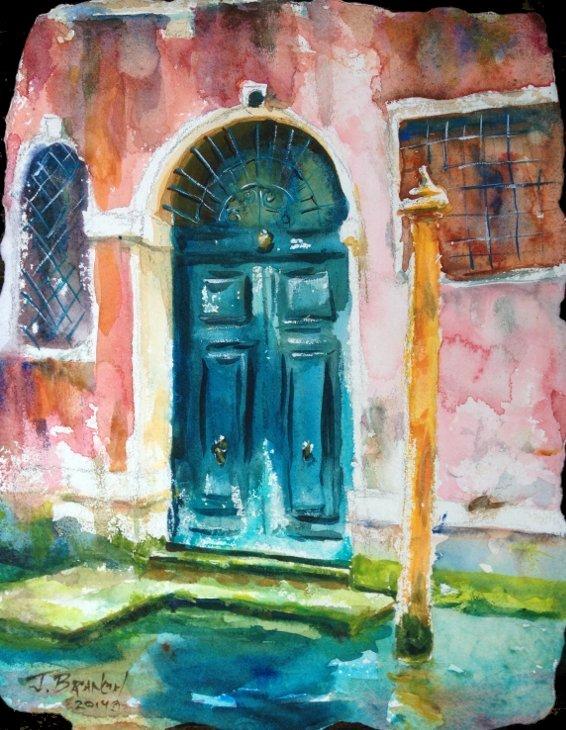 Рисуем венецианскую дверь акварелью - шаг 5